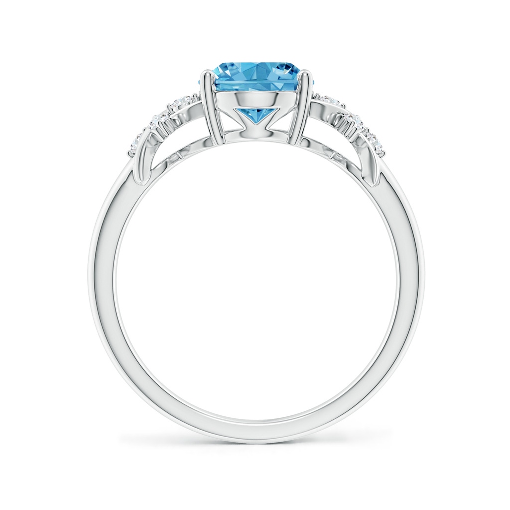 9x7mm AAAA Solitaire Oval Fancy Intense Blue Diamond Criss Cross Ring in White Gold - side 199