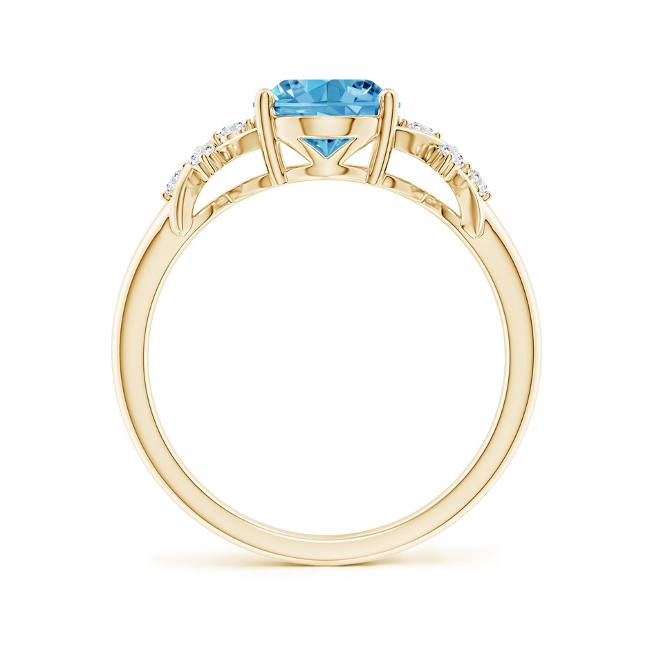 9x7mm AAAA Solitaire Oval Fancy Intense Blue Diamond Criss Cross Ring in Yellow Gold side 199