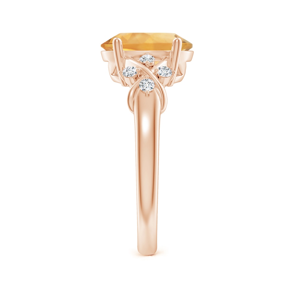 10x8mm A Solitaire Oval Citrine Criss Cross Ring with Diamonds in Rose Gold side-2