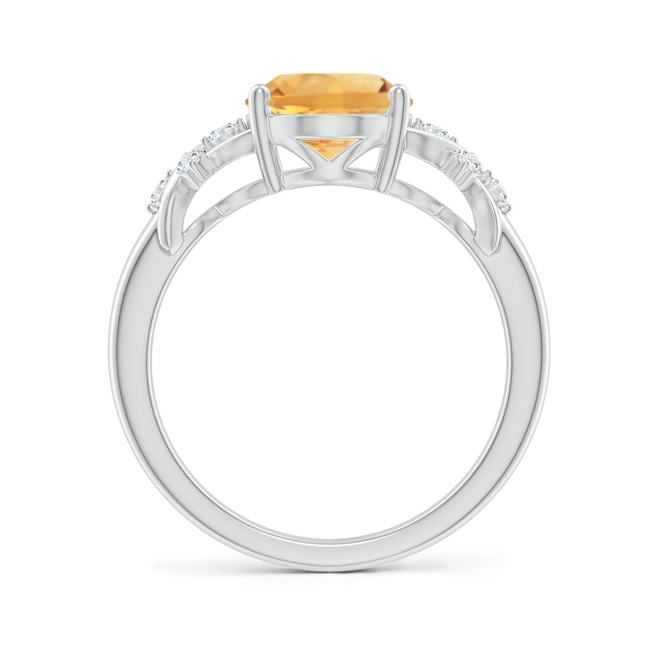10x8mm A Solitaire Oval Citrine Criss Cross Ring with Diamonds in White Gold side-1