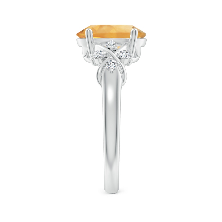 10x8mm A Solitaire Oval Citrine Criss Cross Ring with Diamonds in White Gold side-2