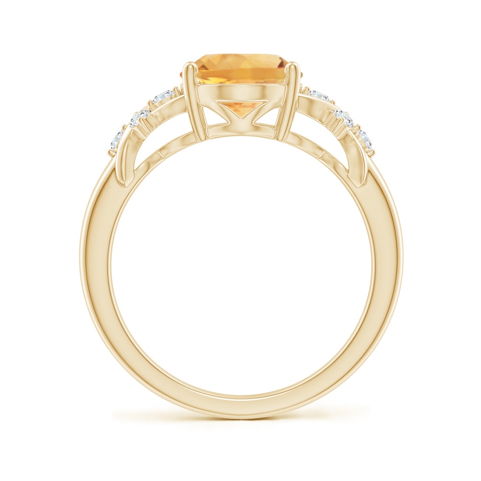 10x8mm A Solitaire Oval Citrine Criss Cross Ring with Diamonds in Yellow Gold side-1