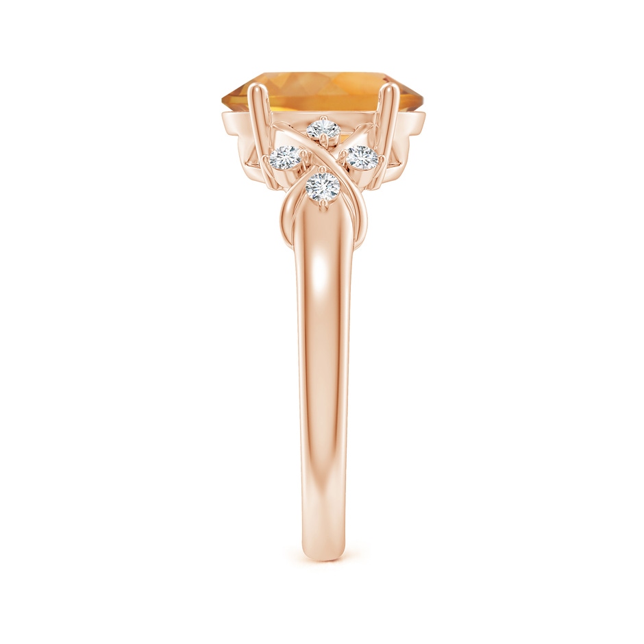 10x8mm AA Solitaire Oval Citrine Criss Cross Ring with Diamonds in Rose Gold side-2