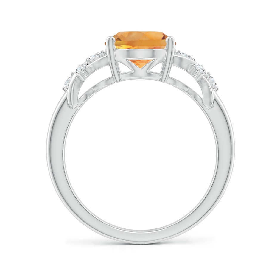 10x8mm AA Solitaire Oval Citrine Criss Cross Ring with Diamonds in White Gold side-1
