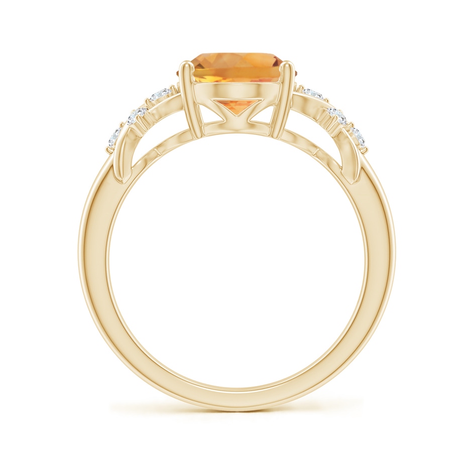 10x8mm AA Solitaire Oval Citrine Criss Cross Ring with Diamonds in Yellow Gold side-1