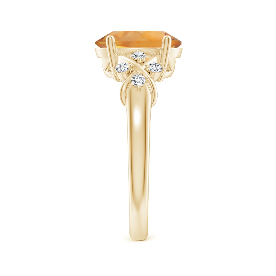 10x8mm AA Solitaire Oval Citrine Criss Cross Ring with Diamonds in Yellow Gold side-2