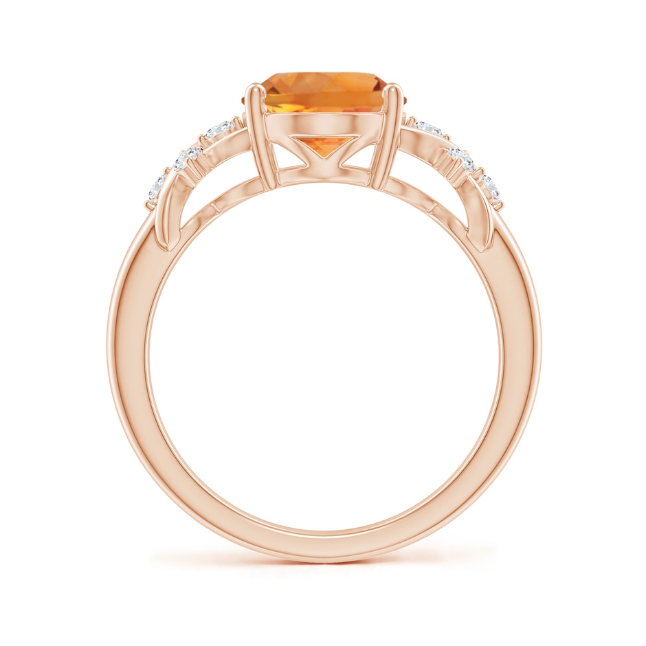 10x8mm AAA Solitaire Oval Citrine Criss Cross Ring with Diamonds in Rose Gold side-1
