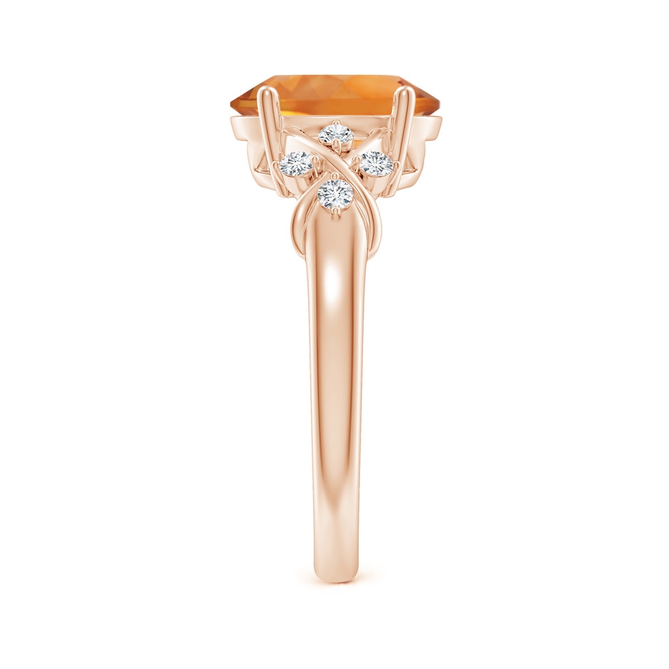 10x8mm AAA Solitaire Oval Citrine Criss Cross Ring with Diamonds in Rose Gold side-2