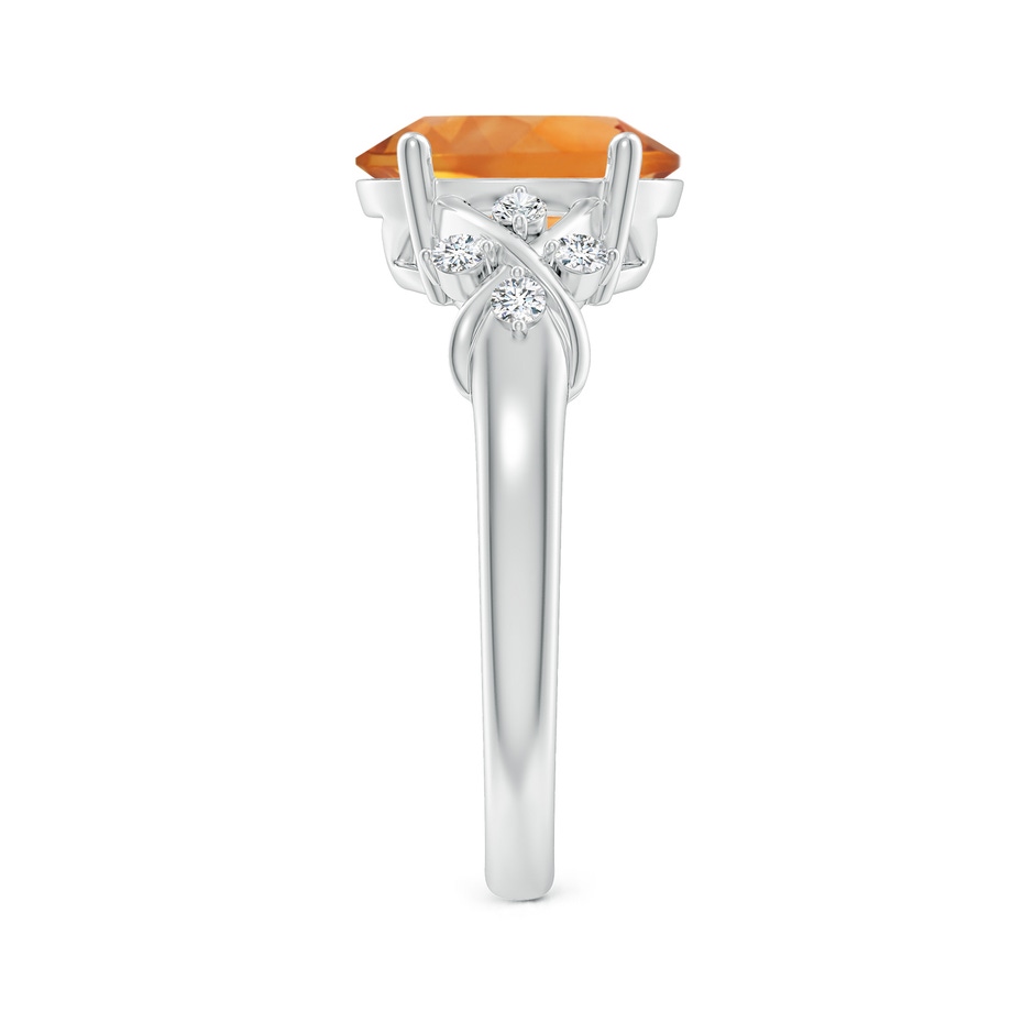 10x8mm AAA Solitaire Oval Citrine Criss Cross Ring with Diamonds in White Gold side-2