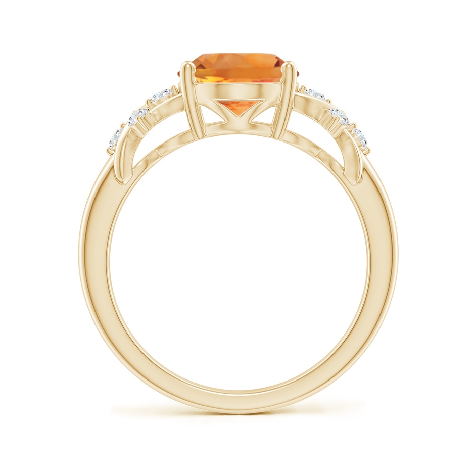 10x8mm AAA Solitaire Oval Citrine Criss Cross Ring with Diamonds in Yellow Gold side-1