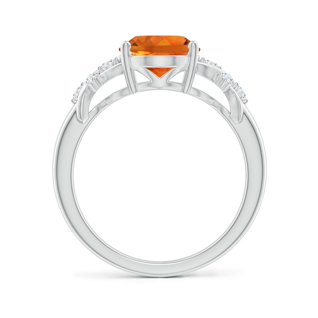 10x8mm AAAA Solitaire Oval Citrine Criss Cross Ring with Diamonds in P950 Platinum - side_1
