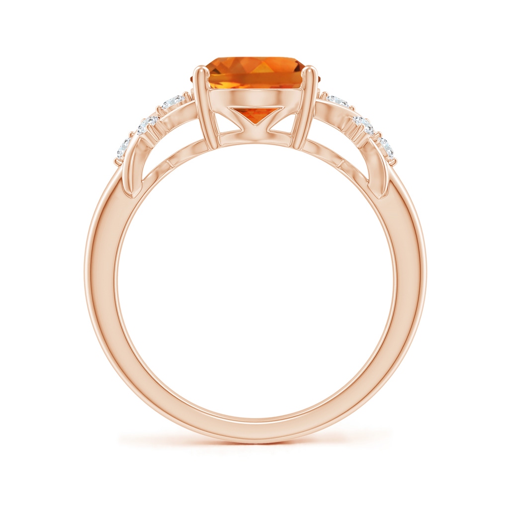 10x8mm AAAA Solitaire Oval Citrine Criss Cross Ring with Diamonds in Rose Gold - side_1