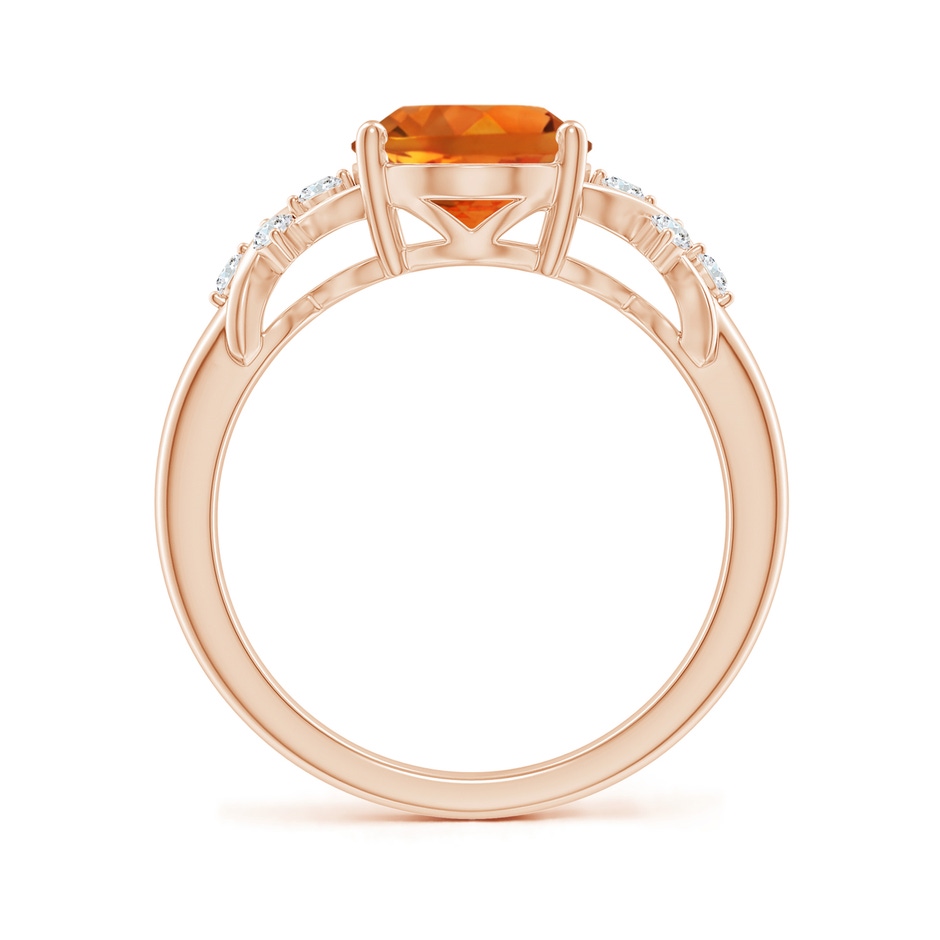 10x8mm AAAA Solitaire Oval Citrine Criss Cross Ring with Diamonds in Rose Gold side-1