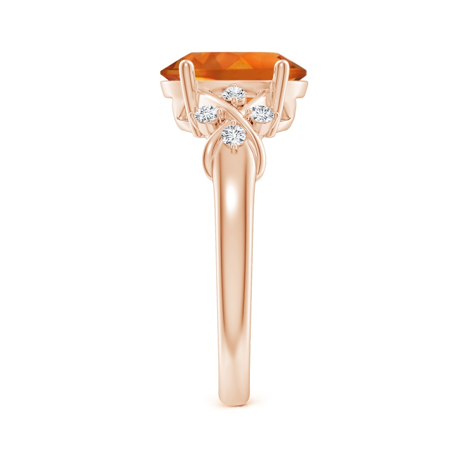 10x8mm AAAA Solitaire Oval Citrine Criss Cross Ring with Diamonds in Rose Gold side-2