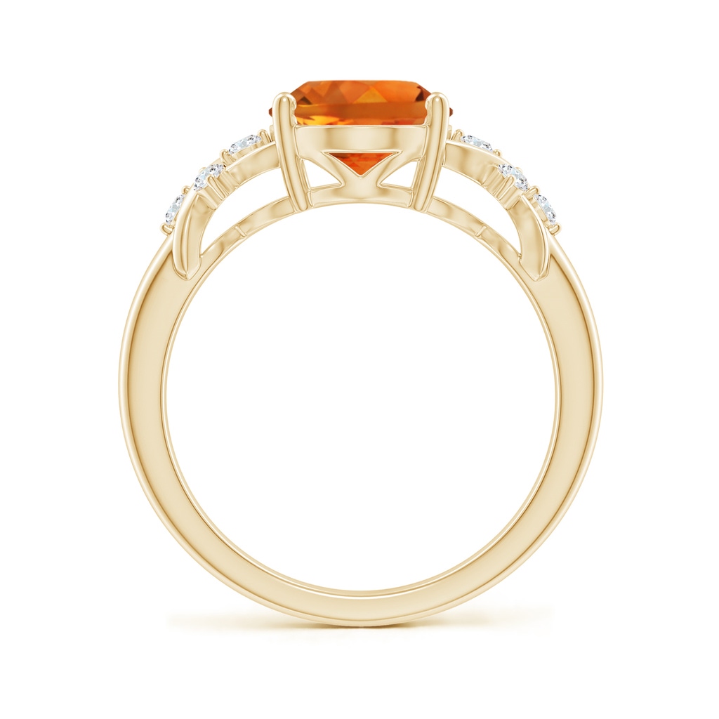 10x8mm AAAA Solitaire Oval Citrine Criss Cross Ring with Diamonds in Yellow Gold - side_1