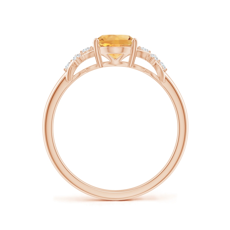 8x6mm A Solitaire Oval Citrine Criss Cross Ring with Diamonds in Rose Gold side-1