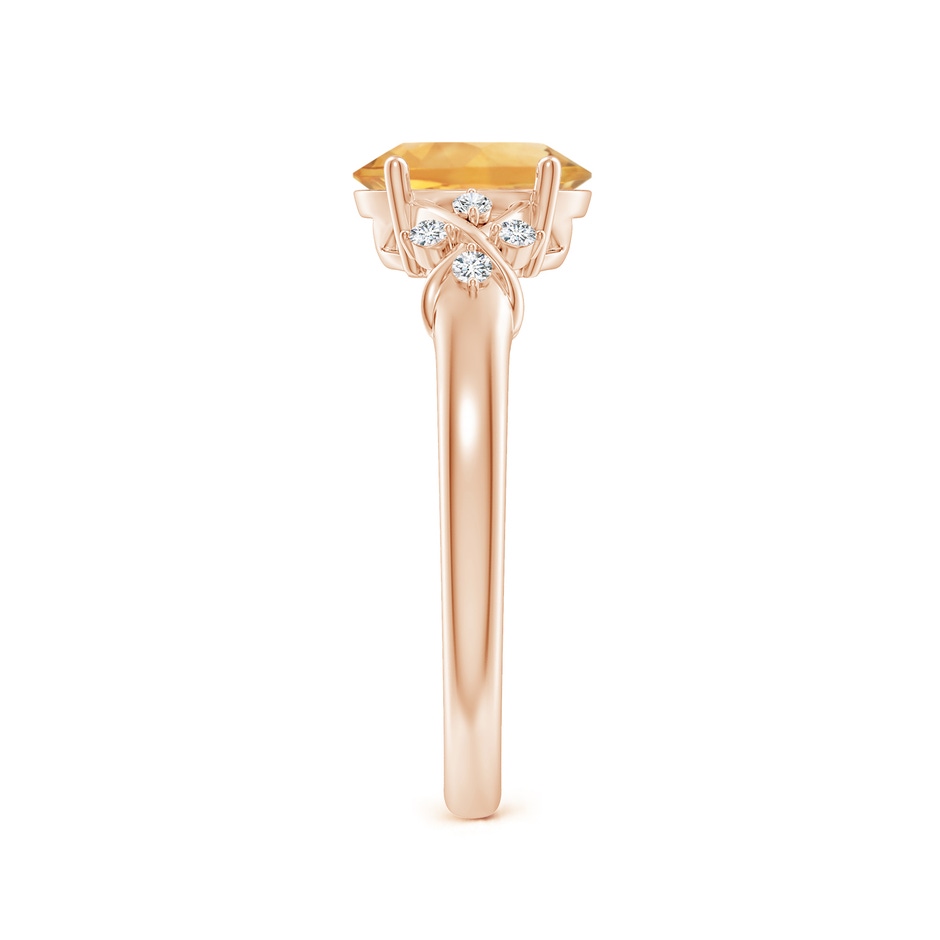 8x6mm A Solitaire Oval Citrine Criss Cross Ring with Diamonds in Rose Gold side-2