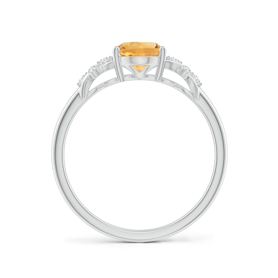 8x6mm A Solitaire Oval Citrine Criss Cross Ring with Diamonds in White Gold side-1