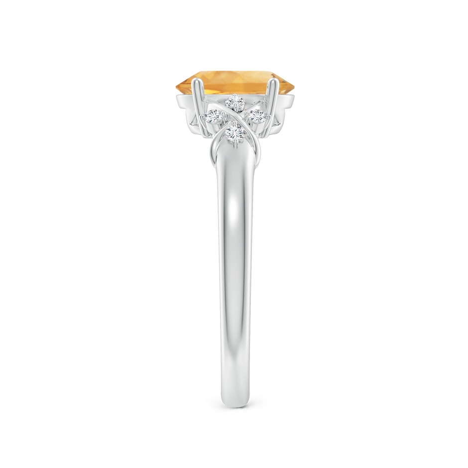 8x6mm A Solitaire Oval Citrine Criss Cross Ring with Diamonds in White Gold side-2