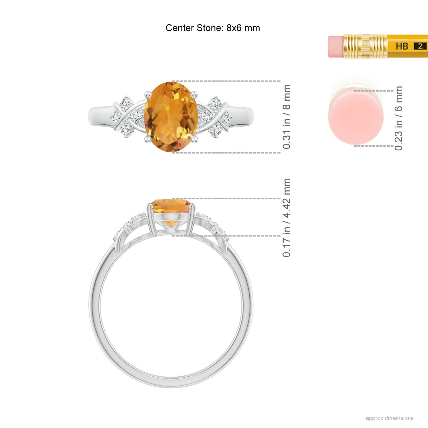 AA - Citrine / 1.18 CT / 14 KT White Gold