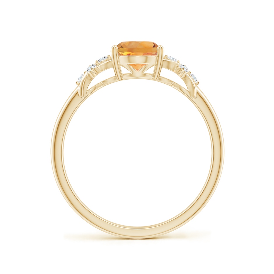 8x6mm AA Solitaire Oval Citrine Criss Cross Ring with Diamonds in Yellow Gold side-1