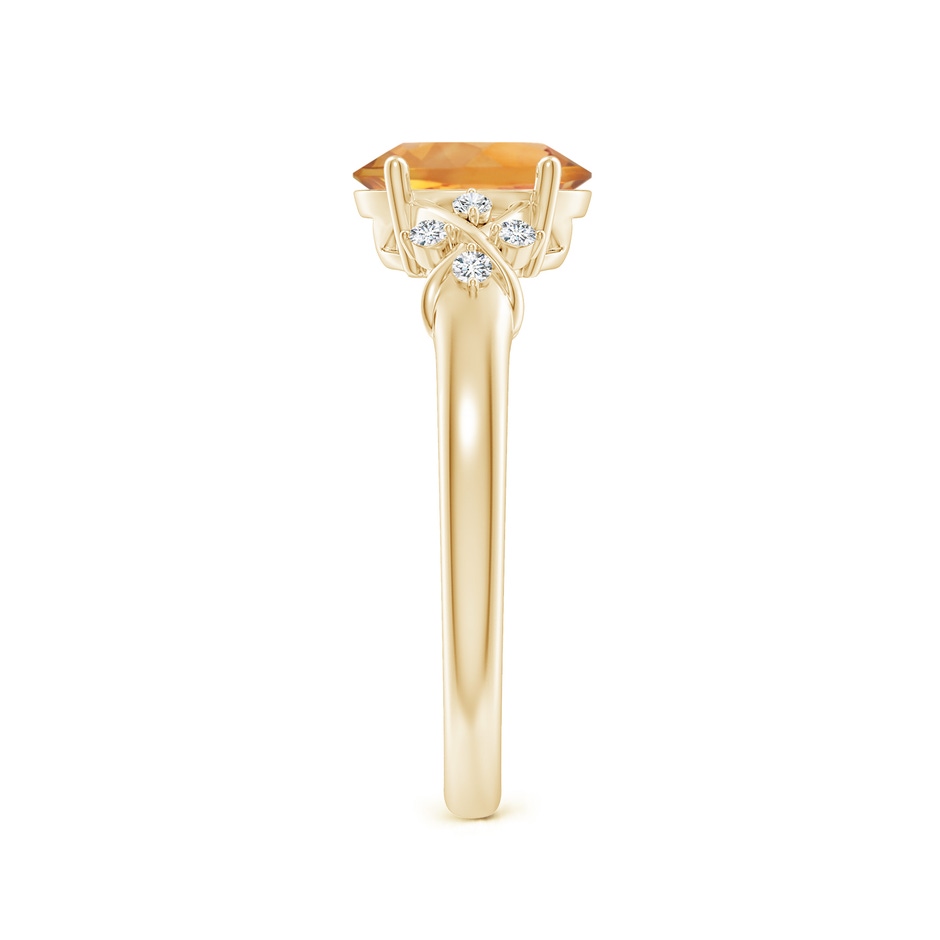 8x6mm AA Solitaire Oval Citrine Criss Cross Ring with Diamonds in Yellow Gold side-2