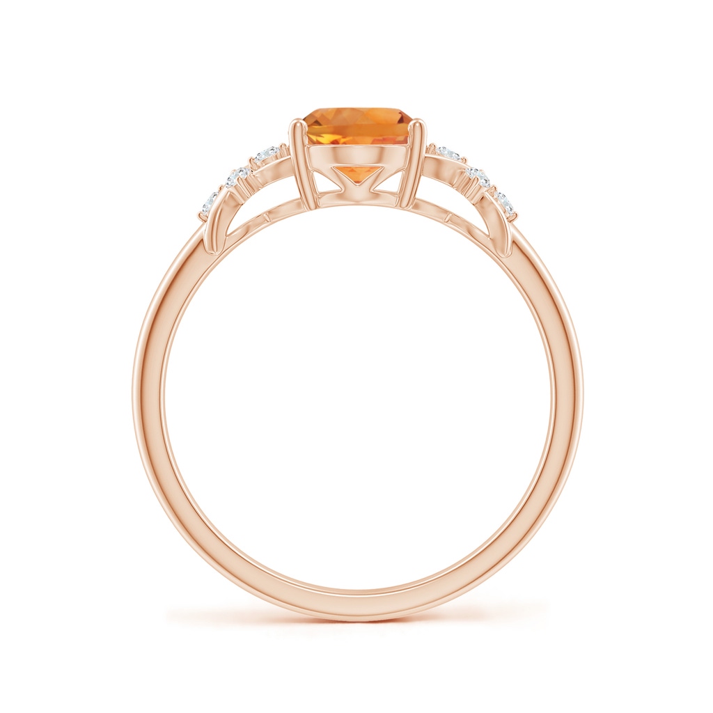 8x6mm AAA Solitaire Oval Citrine Criss Cross Ring with Diamonds in Rose Gold Side-1