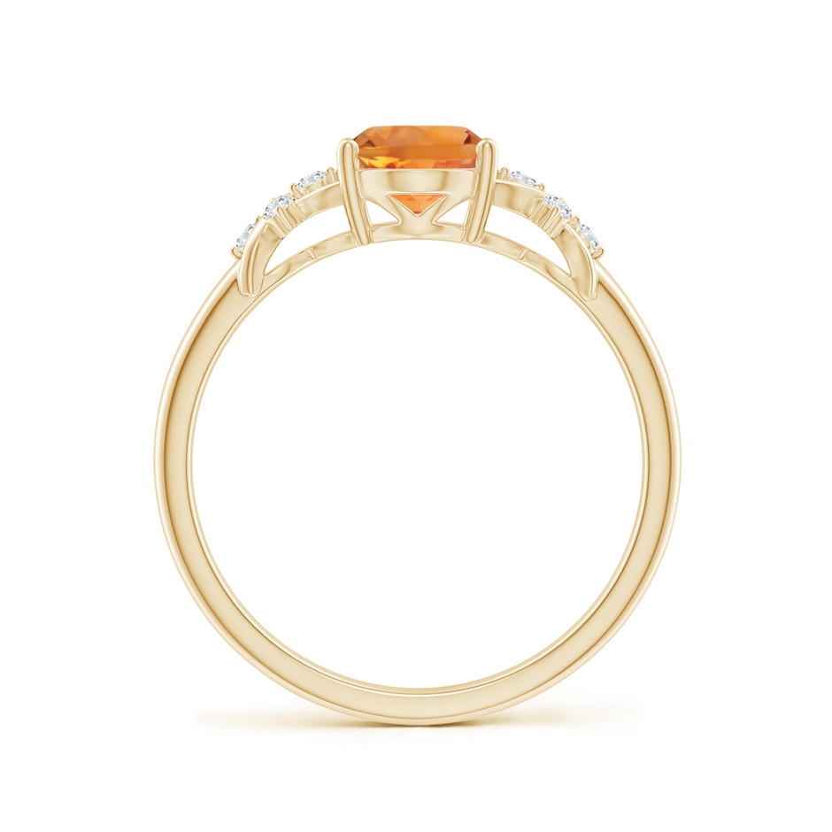 8x6mm AAA Solitaire Oval Citrine Criss Cross Ring with Diamonds in Yellow Gold side-1
