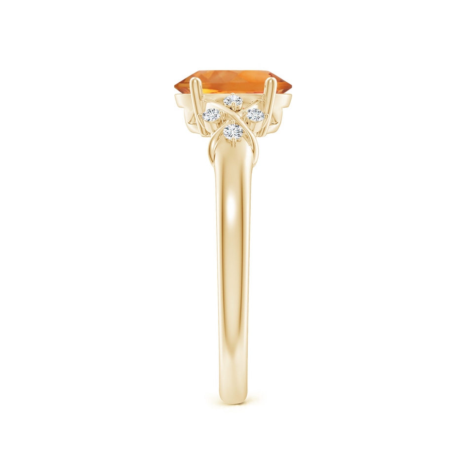 8x6mm AAA Solitaire Oval Citrine Criss Cross Ring with Diamonds in Yellow Gold side-2