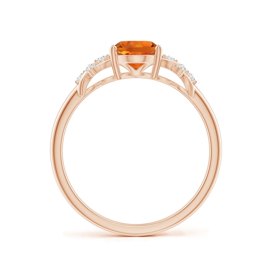 8x6mm AAAA Solitaire Oval Citrine Criss Cross Ring with Diamonds in Rose Gold side-1
