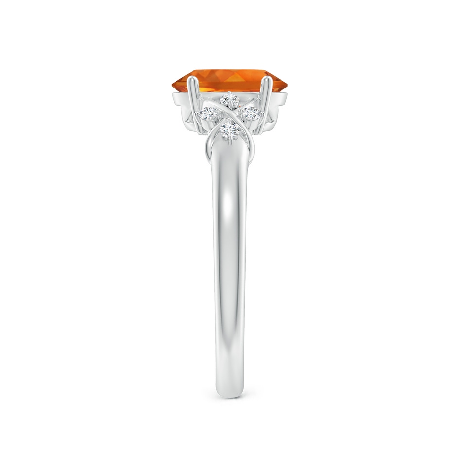 8x6mm AAAA Solitaire Oval Citrine Criss Cross Ring with Diamonds in White Gold side-2
