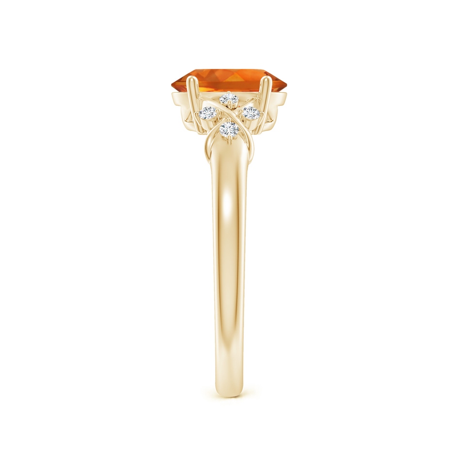 8x6mm AAAA Solitaire Oval Citrine Criss Cross Ring with Diamonds in Yellow Gold side-2