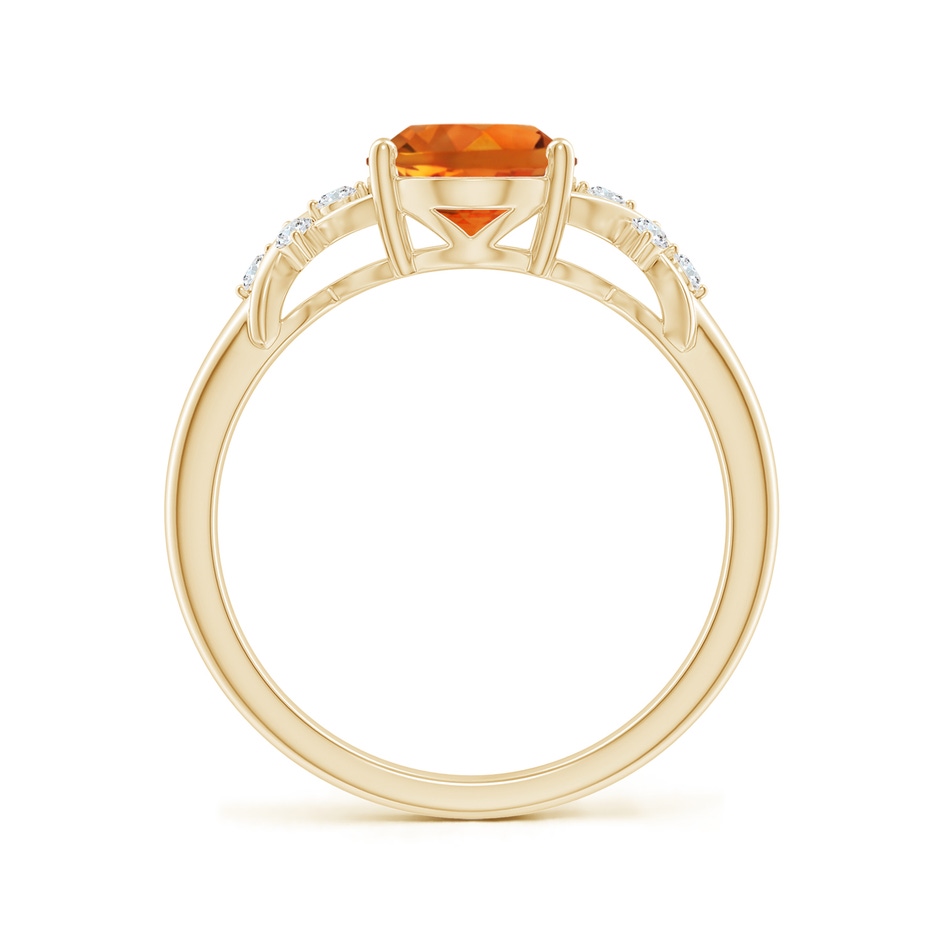 9x7mm AAAA Solitaire Oval Citrine Criss Cross Ring with Diamonds in Yellow Gold side-1