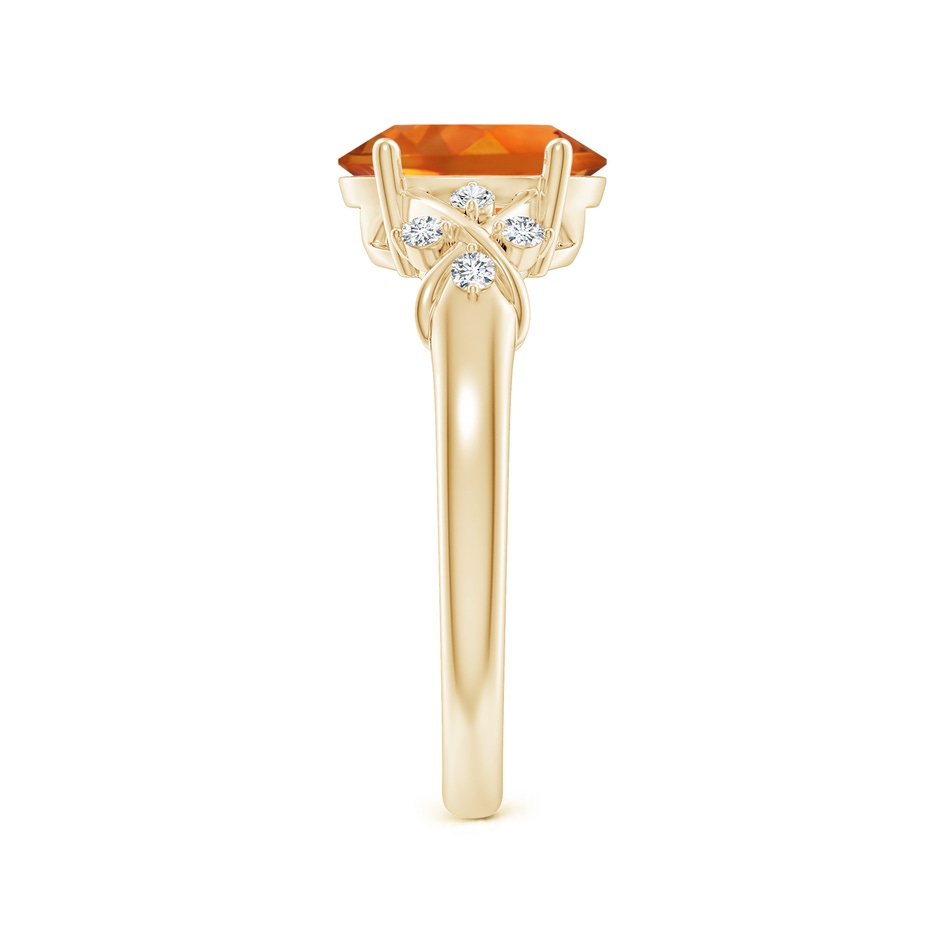 9x7mm AAAA Solitaire Oval Citrine Criss Cross Ring with Diamonds in Yellow Gold side-2