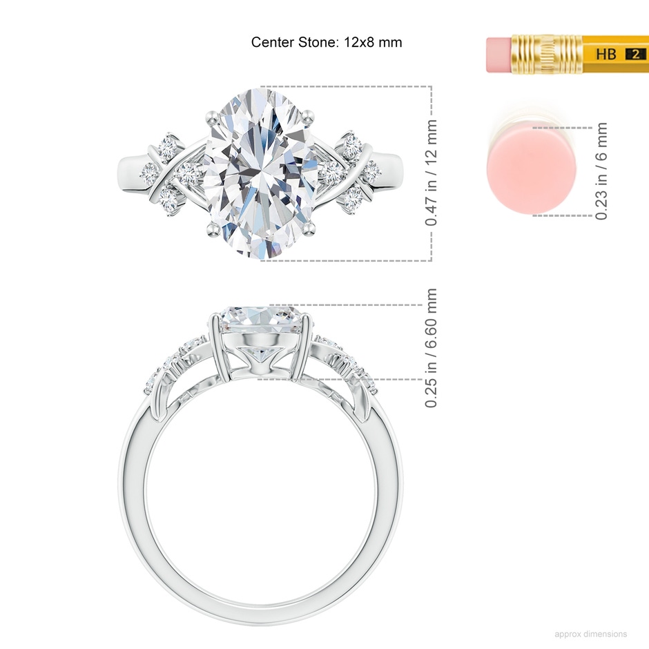 12x8mm GVS2 Solitaire Oval Diamond Criss Cross Ring with Diamonds in P950 Platinum ruler