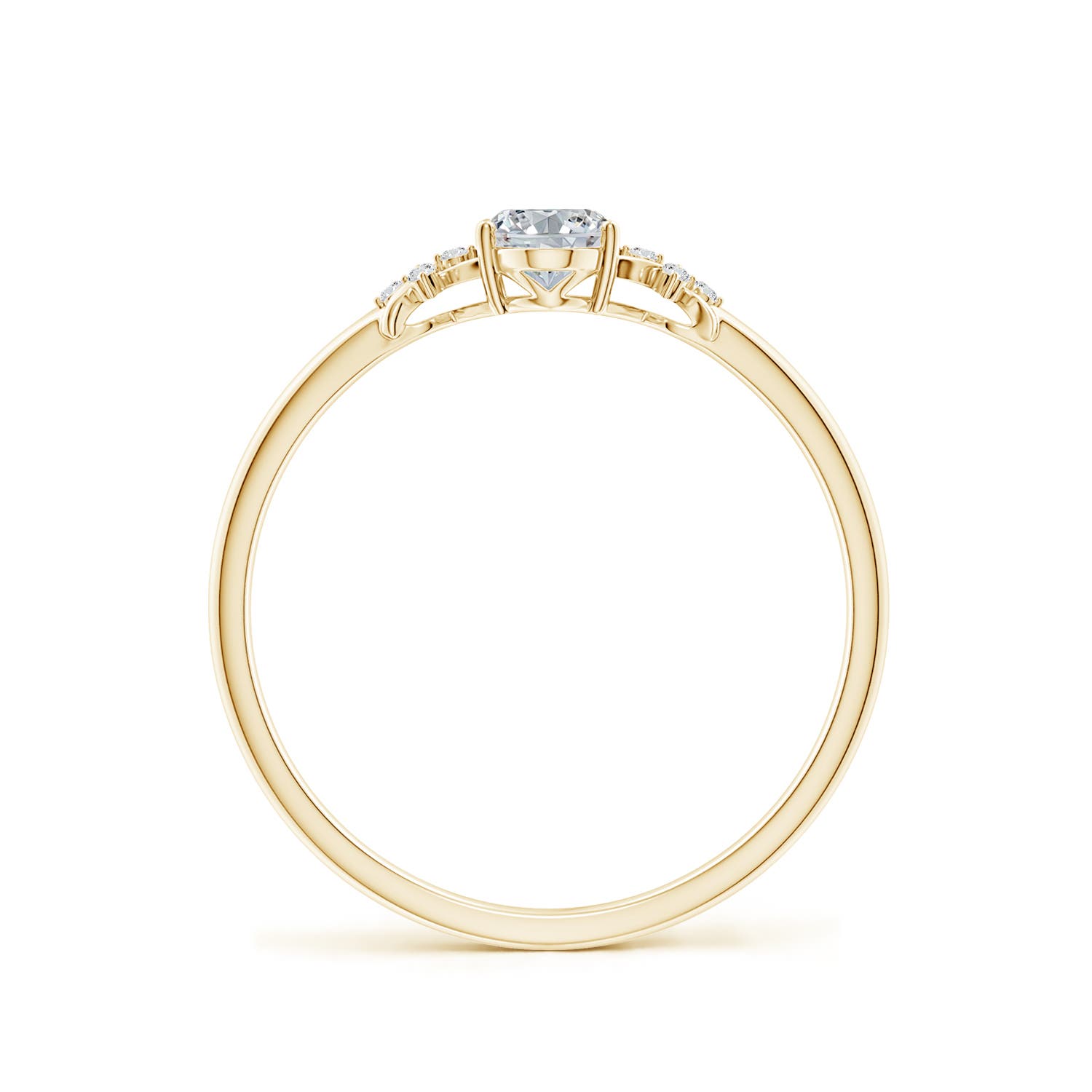 6x4mm HSI2 Solitaire Oval Diamond Criss Cross Ring with Diamonds in Yellow Gold