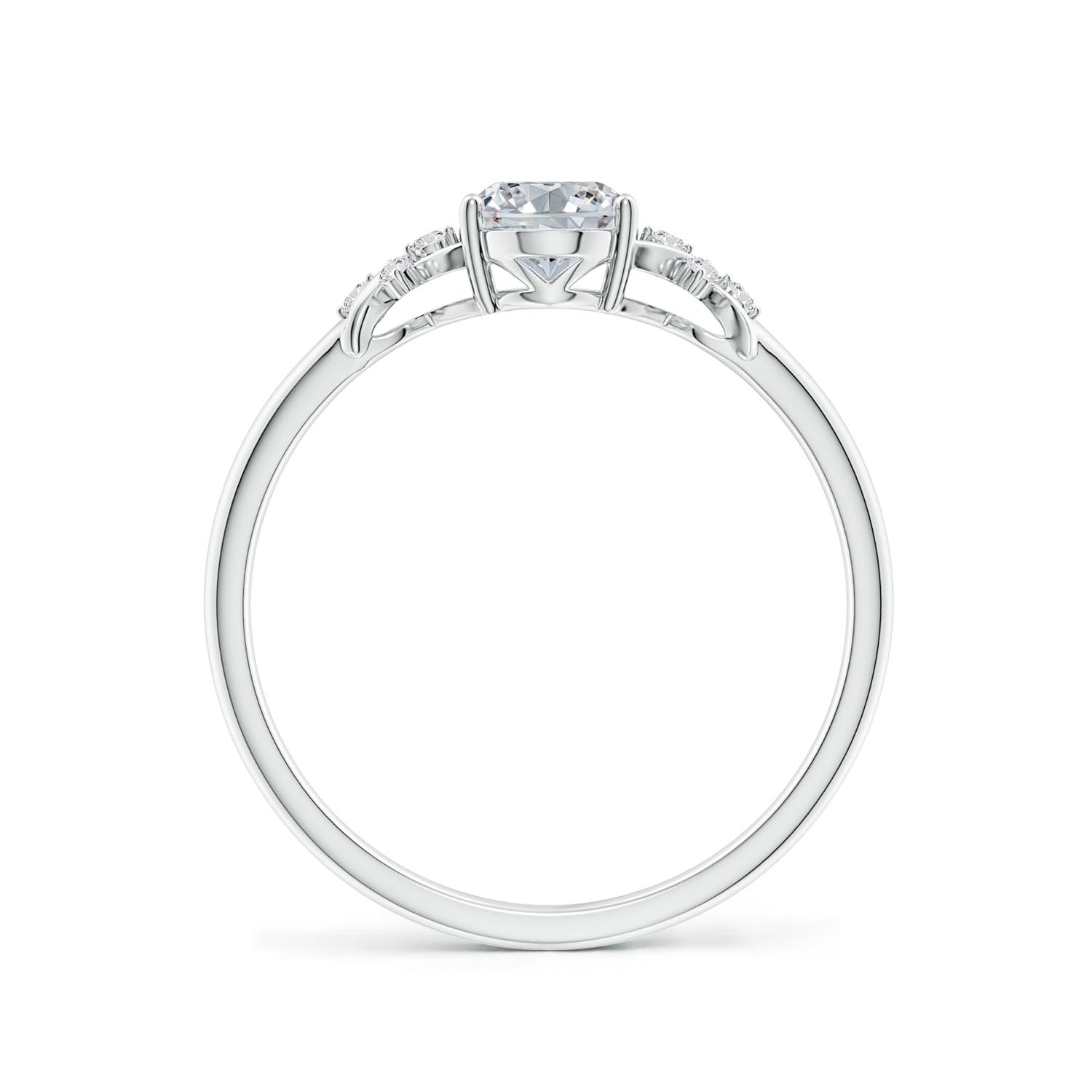7x5mm HSI2 Solitaire Oval Diamond Criss Cross Ring with Diamonds in White Gold