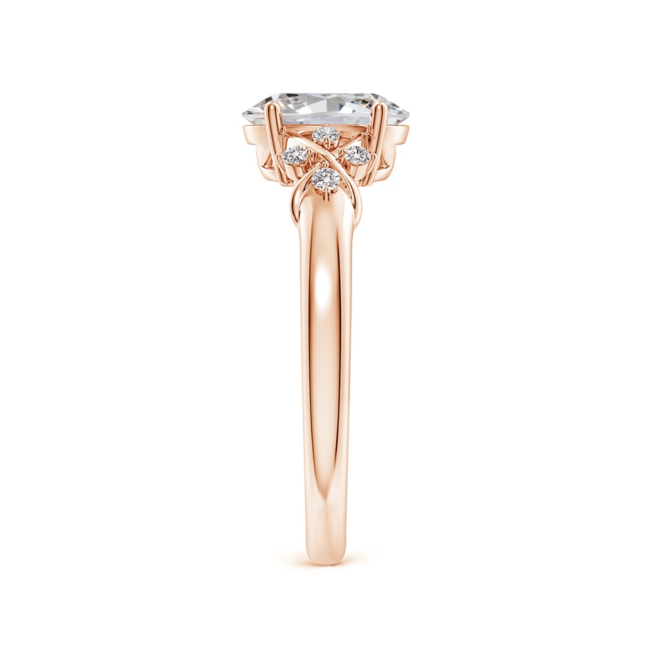 8x6mm IJI1I2 Solitaire Oval Diamond Criss Cross Ring with Diamonds in Rose Gold side 299