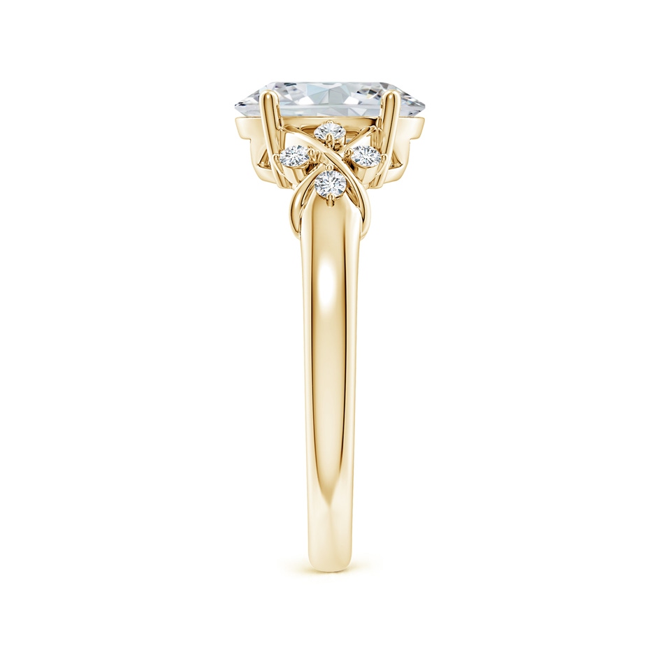 9x7mm GVS2 Solitaire Oval Diamond Criss Cross Ring with Diamonds in Yellow Gold side 299