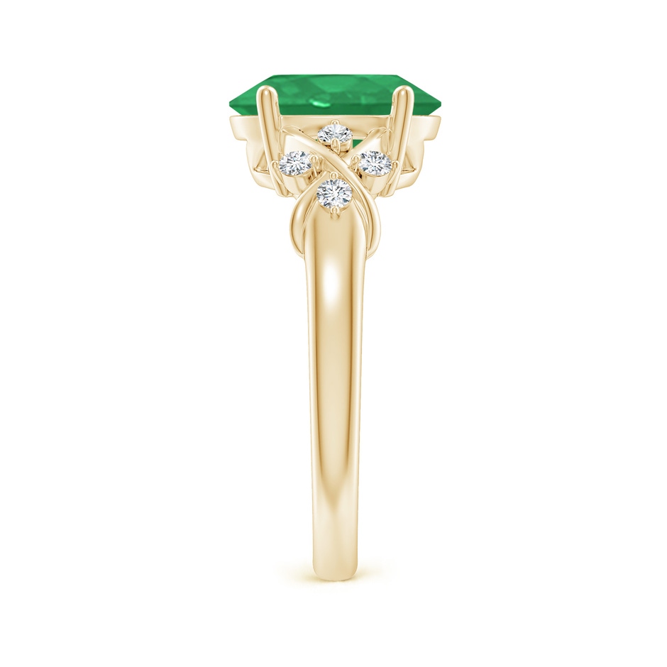 10x8mm A Solitaire Oval Emerald Criss Cross Ring with Diamonds in Yellow Gold side 299