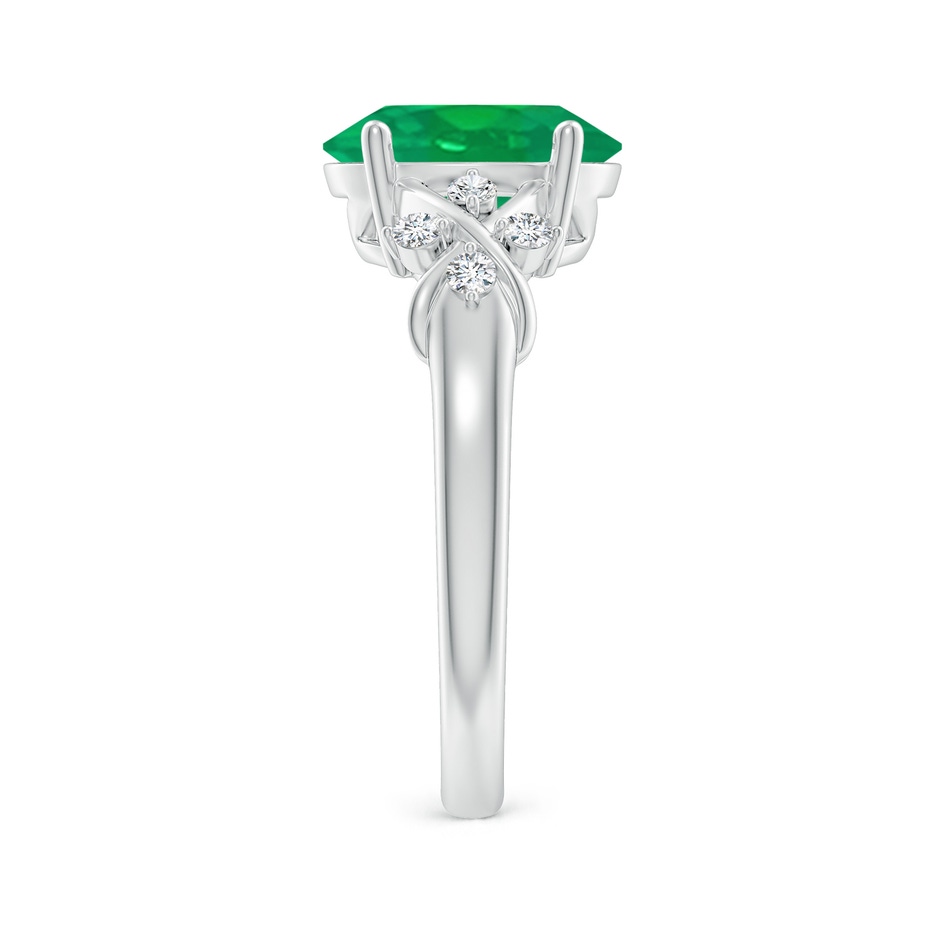 10x8mm AA Solitaire Oval Emerald Criss Cross Ring with Diamonds in P950 Platinum side 299