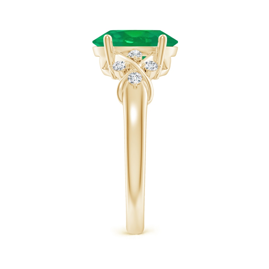 10x8mm AA Solitaire Oval Emerald Criss Cross Ring with Diamonds in Yellow Gold side 299