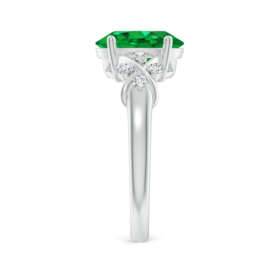 10x8mm AAA Solitaire Oval Emerald Criss Cross Ring with Diamonds in P950 Platinum side 299
