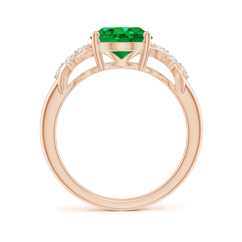 10x8mm AAA Solitaire Oval Emerald Criss Cross Ring with Diamonds in Rose Gold side 199