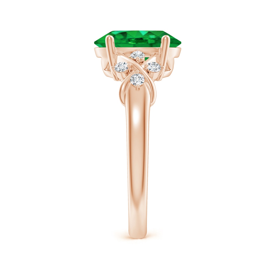 10x8mm AAA Solitaire Oval Emerald Criss Cross Ring with Diamonds in Rose Gold side 299