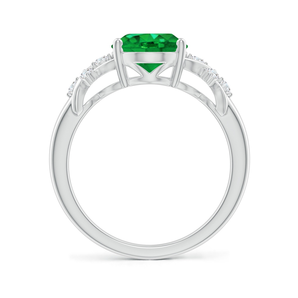 10x8mm AAA Solitaire Oval Emerald Criss Cross Ring with Diamonds in White Gold Side 199