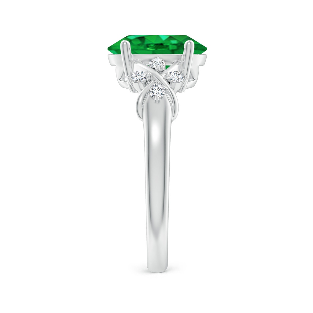 10x8mm AAA Solitaire Oval Emerald Criss Cross Ring with Diamonds in White Gold Side 299