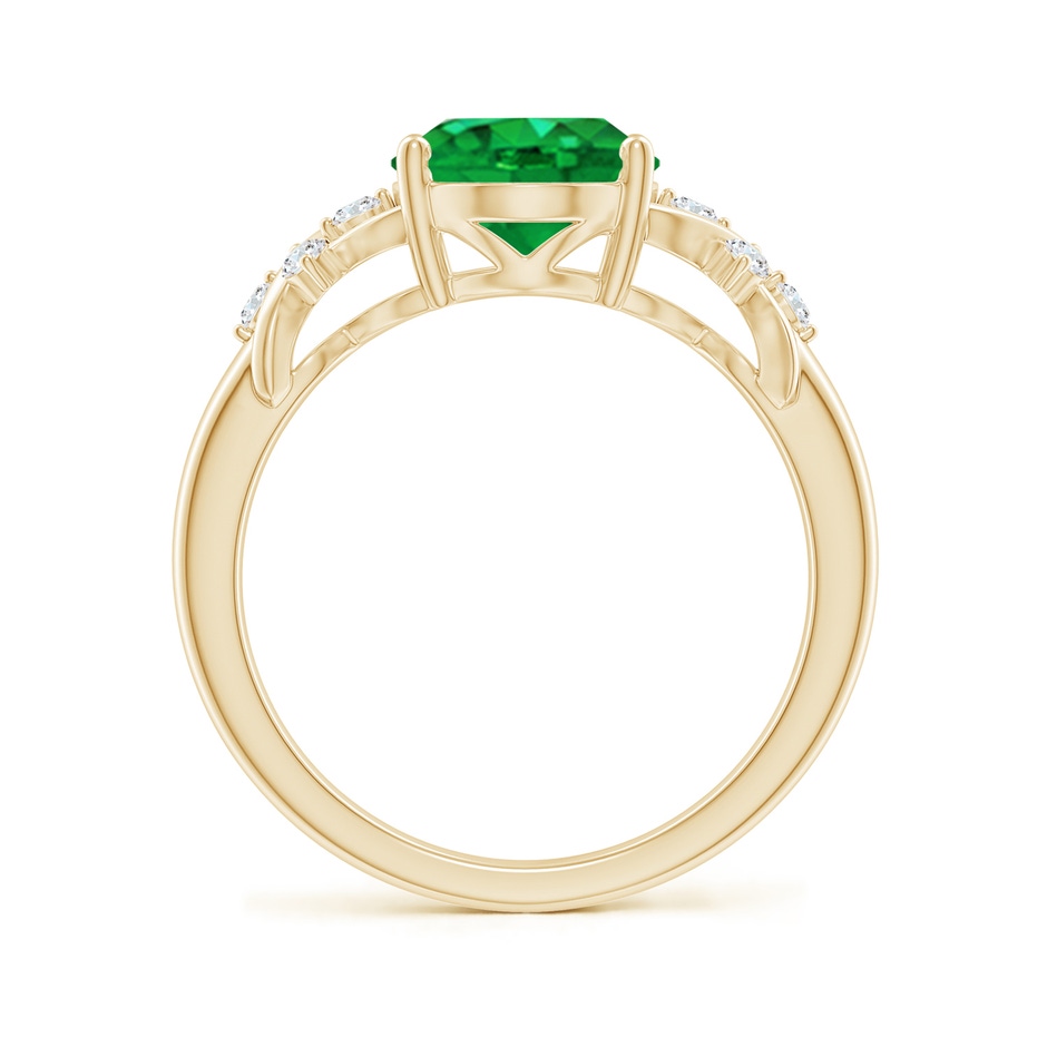 10x8mm AAA Solitaire Oval Emerald Criss Cross Ring with Diamonds in Yellow Gold side 199