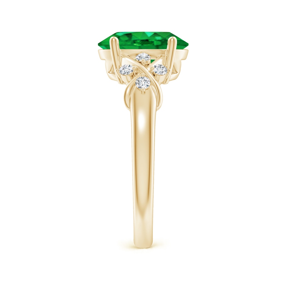 10x8mm AAA Solitaire Oval Emerald Criss Cross Ring with Diamonds in Yellow Gold side 299
