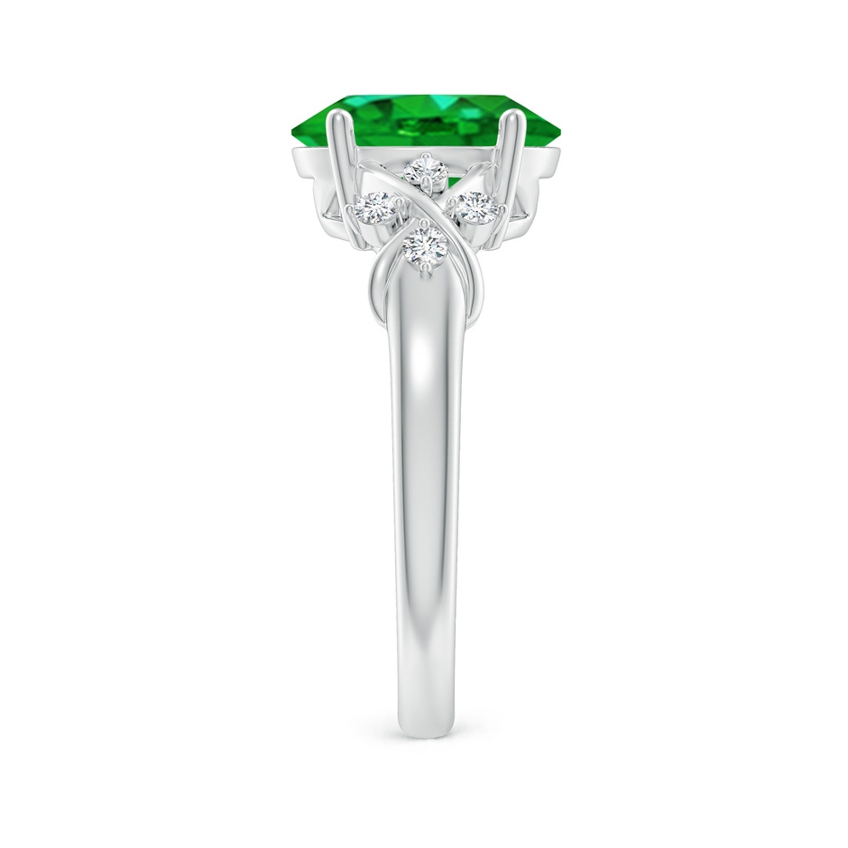 10x8mm AAAA Solitaire Oval Emerald Criss Cross Ring with Diamonds in P950 Platinum side 299